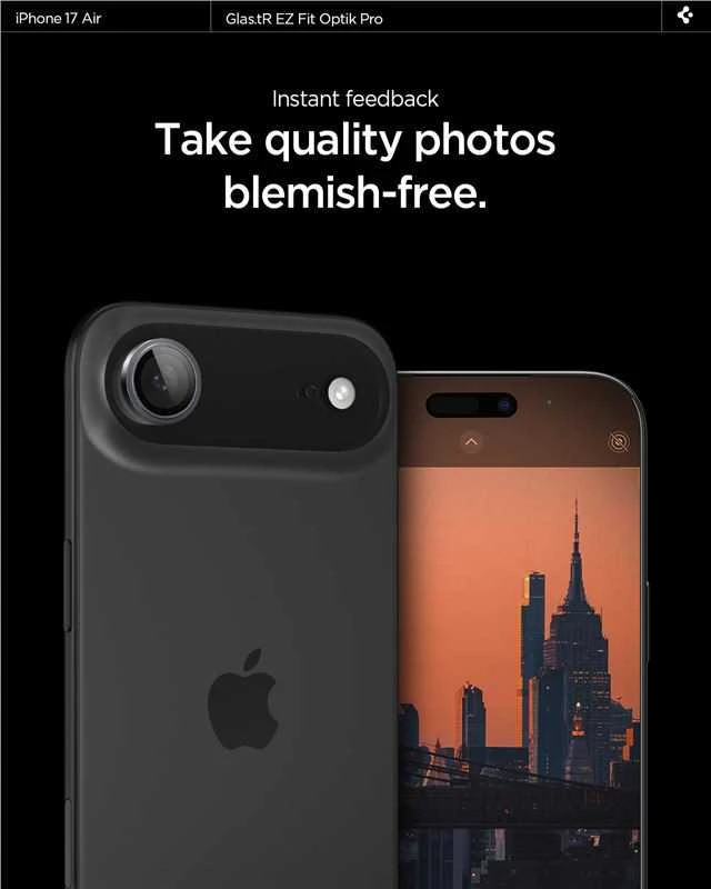 Spigen „Glass tR EZ Fit Optik Pro“ 2 vnt. pakuotė, pilka – „iPhone Air“
