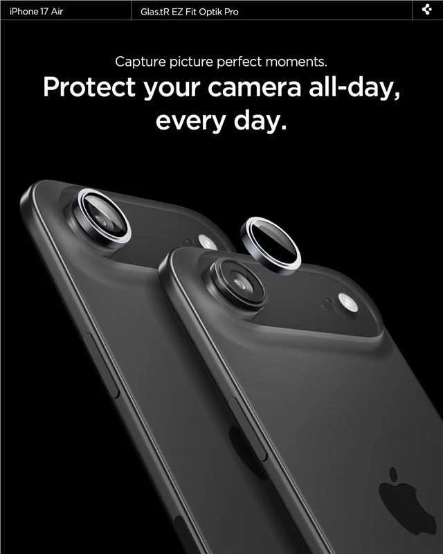 Spigen „Glass tR EZ Fit Optik Pro“ 2 vnt. pakuotė, pilka – „iPhone Air“