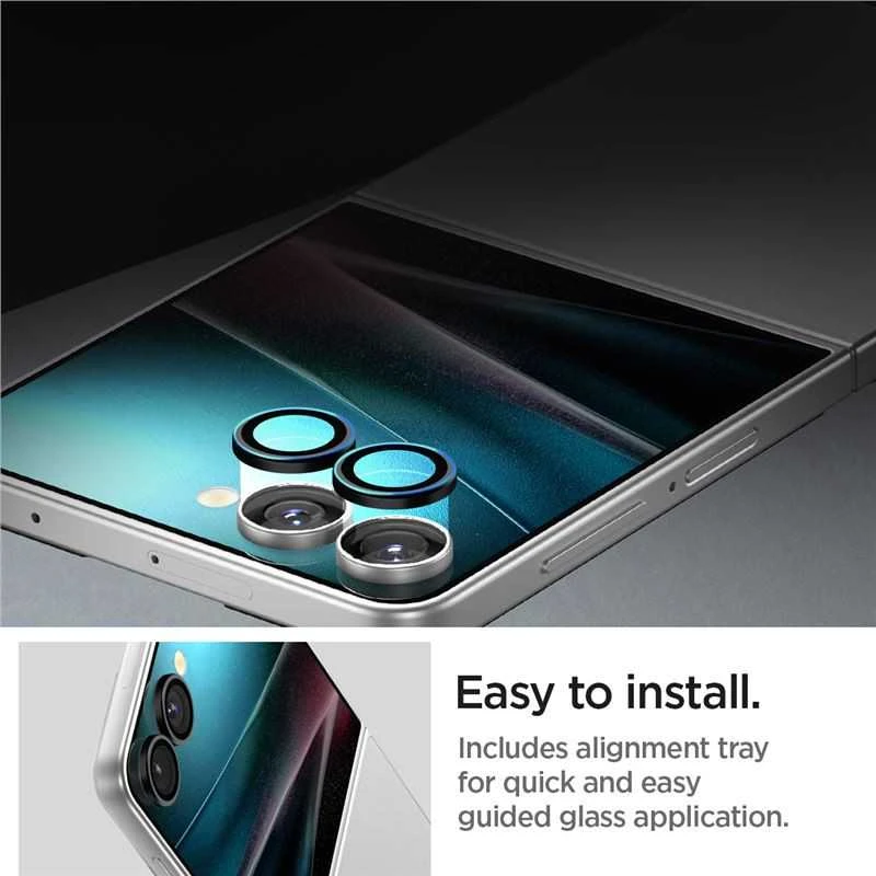 „Spigen Optik Pro HD Glas.TR“ „EZ FIT“ kameros apsauginiai dėklai, 2 vnt. pakuotėje, „Galaxy Z Flip 7“, juodi
