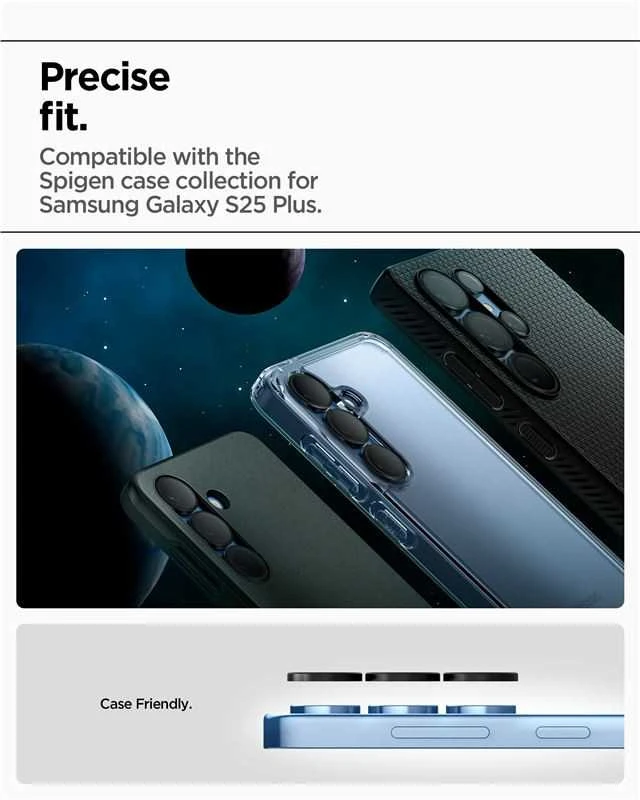 Spigen Optik Pro GLAS.TR EZ FIT 2-pack Camera Cover for Samsung Galaxy S25+ – juodos spalvos