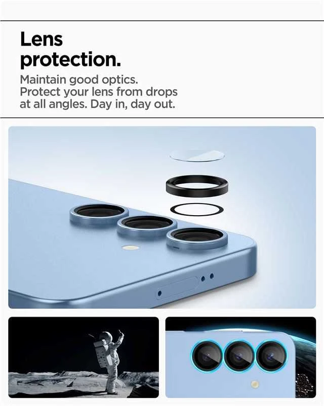 Spigen Optik Pro GLAS.TR EZ FIT 2-pack Camera Cover for Samsung Galaxy S25+ – juodos spalvos