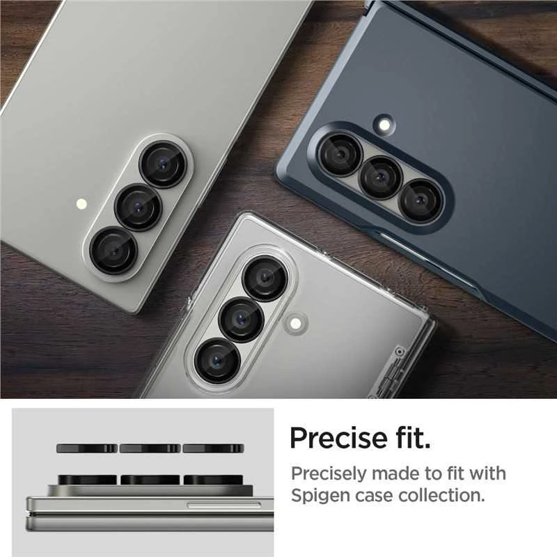 Juoda kameros apsauga Samsung Galaxy Fold 7 telefonui „Spigen Optik Pro HD GLAS.TR ”EZ FIT” 2 vnt.”