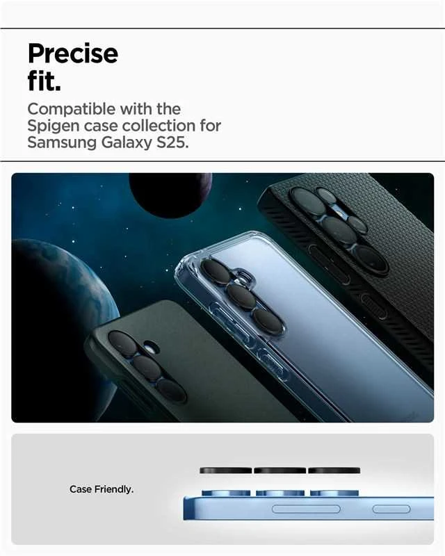 Spigen Optik Pro GLAS.TR EZ FIT 2-pack Camera Cover for Samsung Galaxy S25 – Juodas