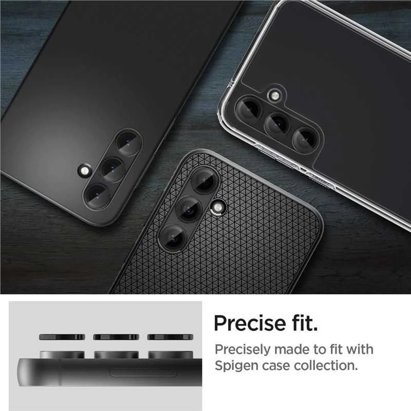 Samsung Galaxy S23 FE Spigen Optik. TR ”EZ FIT” kameros apsauga 2-pack juodos spalvos