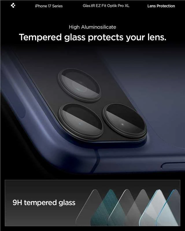 Spigen Glass tR EZ Fit Optik Pro XL 1 Pack, juodas - iPhone 17 Pro Max