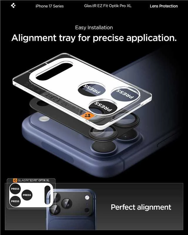 Spigen Glass tR EZ Fit Optik Pro XL 1 Pack, juodas - iPhone 17 Pro Max