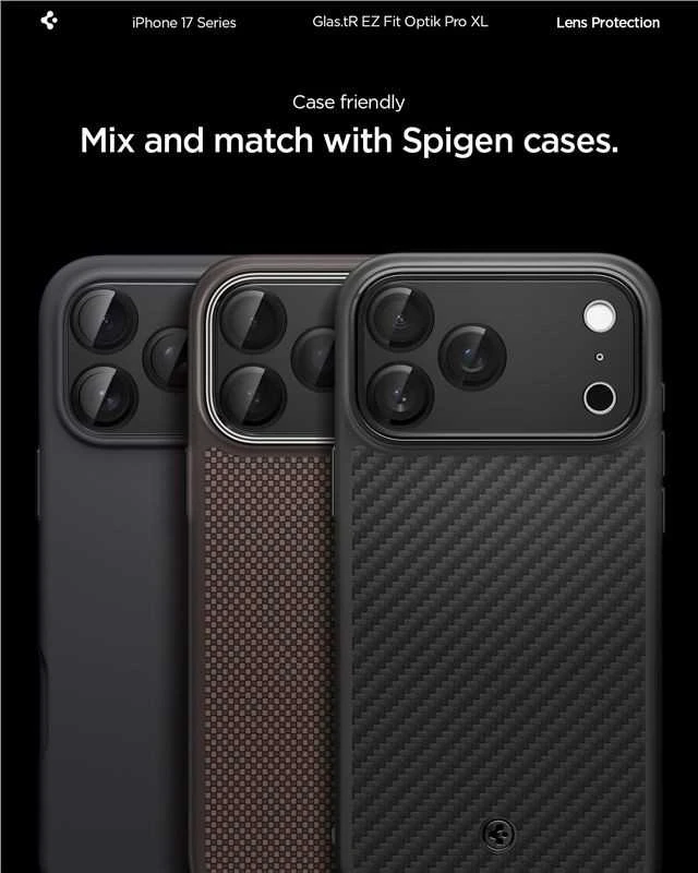 Spigen Glass tR EZ Fit Optik Pro XL 1 Pack, juodas - iPhone 17 Pro Max