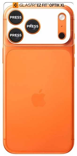Spigen Optik Pro XL Camera Lens Glass for iPhone 17 Pro Max - Oranžinis