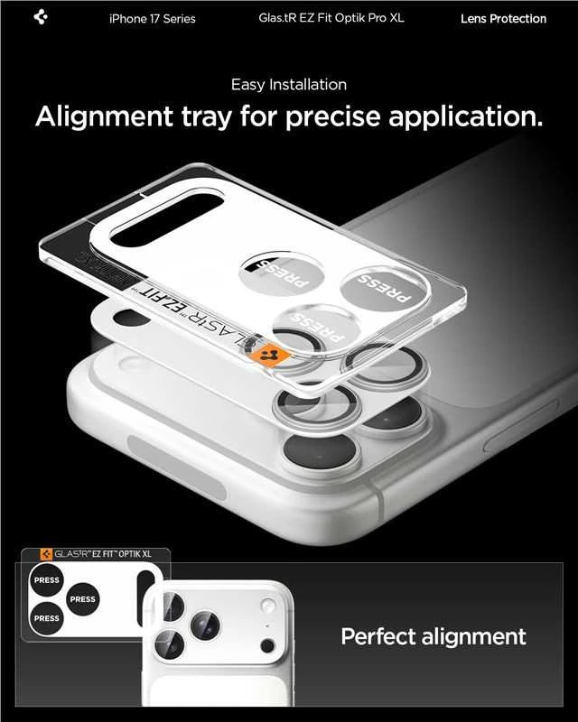 Spigen Glass tR EZ Fit Optik Pro XL 1 Pack, sidabrinis - iPhone 17 Pro Max