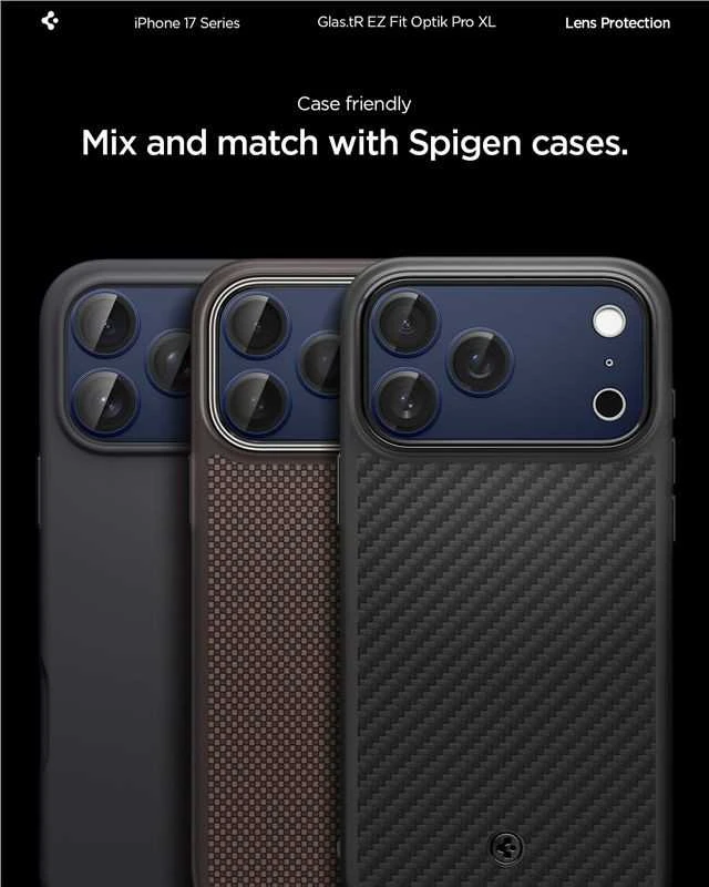 Spigen Optik Pro XL Camera Lens Glass for iPhone 17 Pro Max - Navy Mėlyna