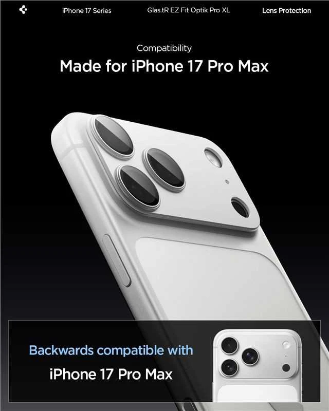 Spigen Glass tR EZ Fit Optik Pro XL 1 Pack, sidabrinis - iPhone 17 Pro Max