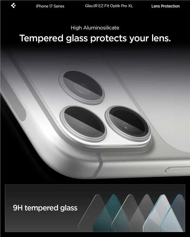 Spigen Glass tR EZ Fit Optik Pro XL 1 Pack, sidabrinis - iPhone 17 Pro Max