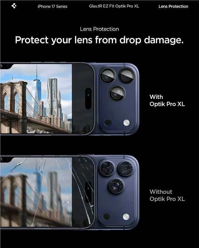 Spigen Optik Pro XL Camera Lens Glass for iPhone 17 Pro Max - Navy Mėlyna