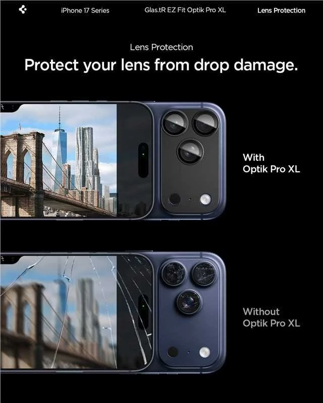 Spigen Glass tR EZ Fit Optik Pro XL 1 Pack, juodas - iPhone 17 Pro Max