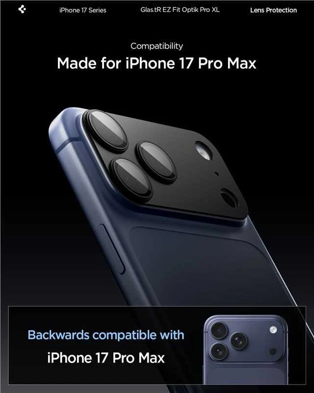 Spigen Glass tR EZ Fit Optik Pro XL 1 Pack, juodas - iPhone 17 Pro Max