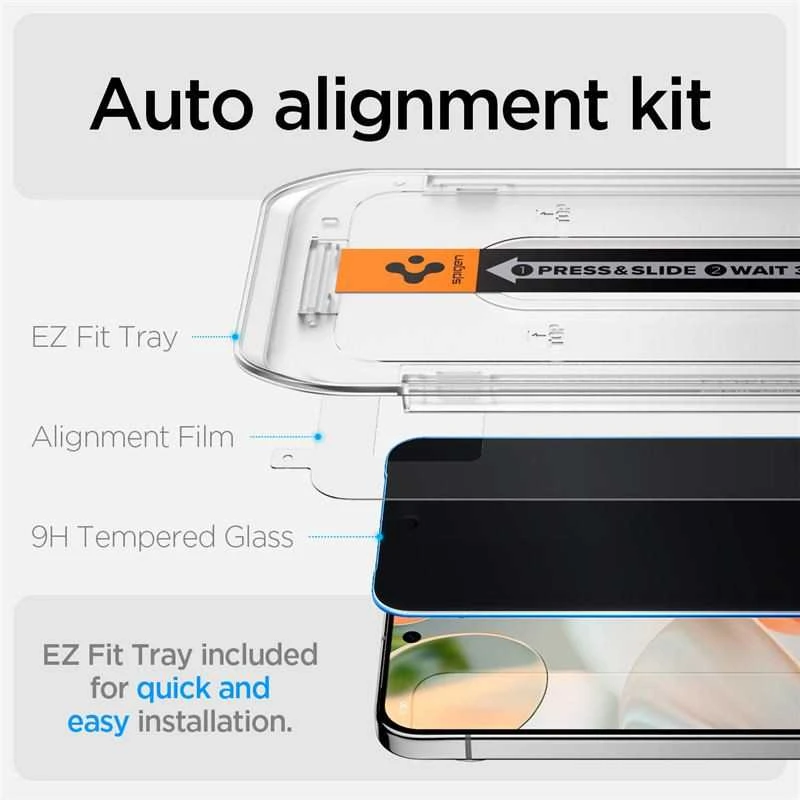 Dėklas Spigen Glas.TR "Ez Fit" Privacy HD 2 paketų privatumo stiklas, skirtas Google Pixel 9 / 9 Pro