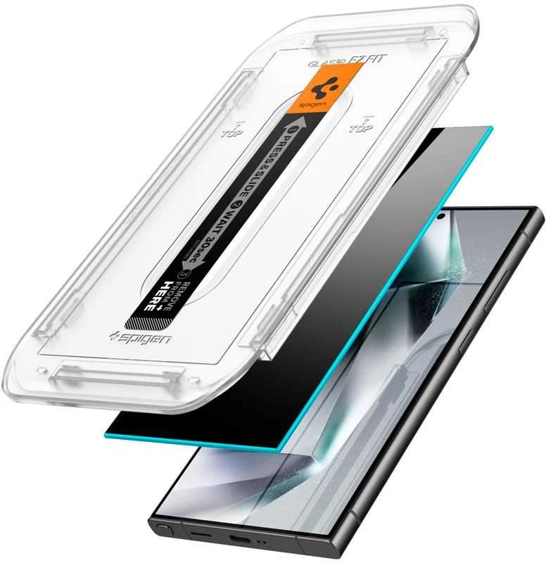 Apsauginis stiklas telefonui Samsung Galaxy S24 Ultra Spigen Glas.tr „EZ Fit” Privacy 2-pack