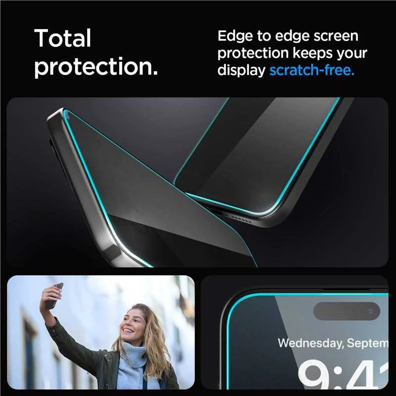 Apsauginis stiklas Spigen Stiklas tR EZ Fit (Privacy) 2-pack, skaidrus - iPhone 15 Pro