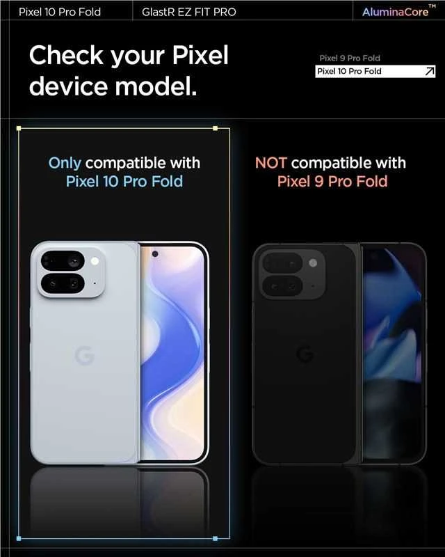 „Spigen Glass tR EZ Fit Pro“ 2 vnt., skaidrūs – „Google Pixel 10 Pro Fold“