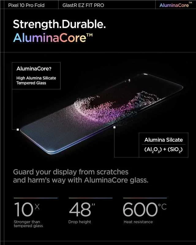 „Spigen Glass tR EZ Fit Pro“ 2 vnt., skaidrūs – „Google Pixel 10 Pro Fold“