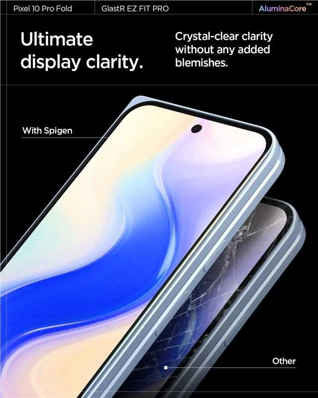 „Spigen Glass tR EZ Fit Pro“ 2 vnt., skaidrūs – „Google Pixel 10 Pro Fold“