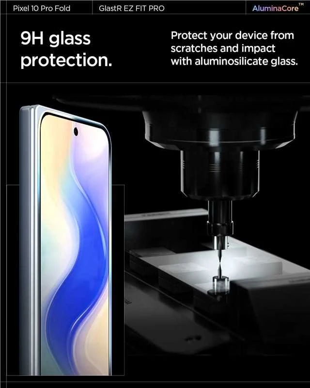„Spigen Glass tR EZ Fit Pro“ 2 vnt., skaidrūs – „Google Pixel 10 Pro Fold“