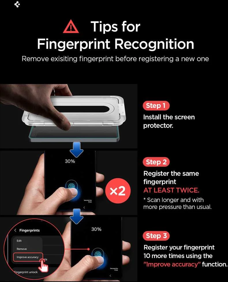 „Spigen Glass tR EZ Fit Pro“ (nespindintys) 2 vnt., skaidrūs – „Samsung Galaxy S26+“