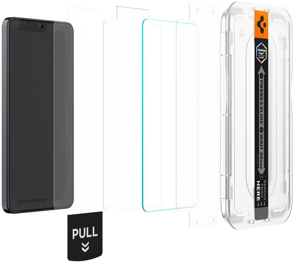 „Spigen Glass tR EZ Fit Pro“ (nespindintys) 2 vnt., skaidrūs – „Samsung Galaxy S26+“