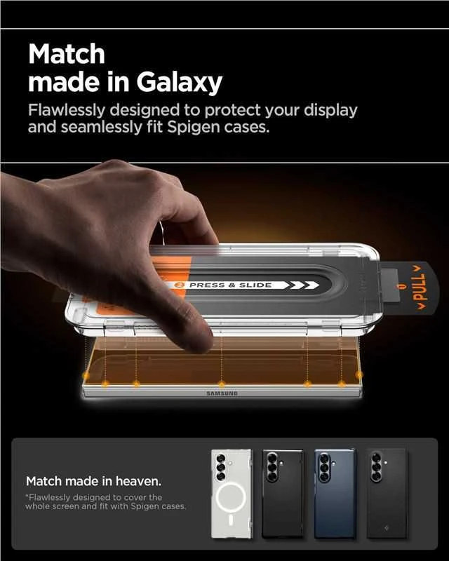 Apsauginis grūdintas stiklas Samsung Galaxy Z Fold 7 telefonui „Spigen Glas.TR EZ Fit Pro HD 2 vnt.”