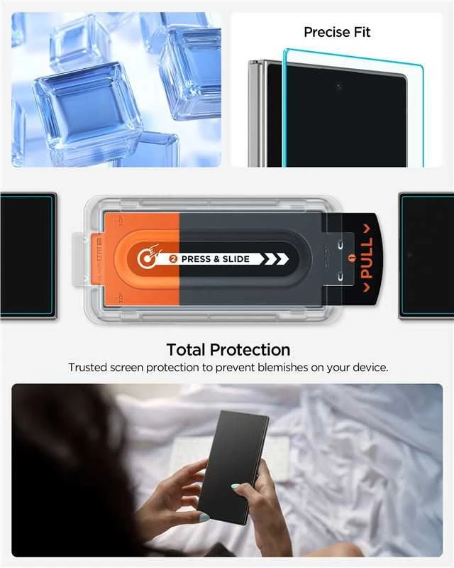 Apsauginis grūdintas stiklas Samsung Galaxy Z Fold 7 telefonui „Spigen Glas.TR EZ Fit Pro HD 2 vnt.”