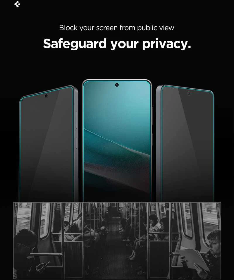 „Spigen Glass tR EZ Fit Pro HD“ (privatumo) 2 vnt., skaidrūs – „Samsung Galaxy S26“