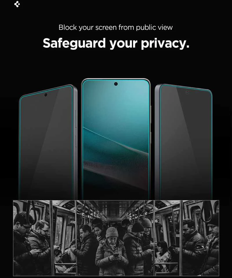 „Spigen Glass tR EZ Fit Pro HD“ (privatumo) 2 vnt., skaidrūs – „Samsung Galaxy S26+“