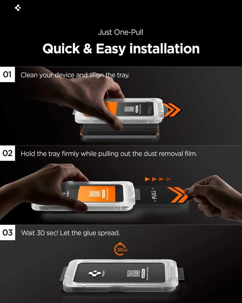 „Spigen Glass tR EZ Fit Pro HD“ (privatumo) 2 vnt., skaidrūs – „Samsung Galaxy S26+“