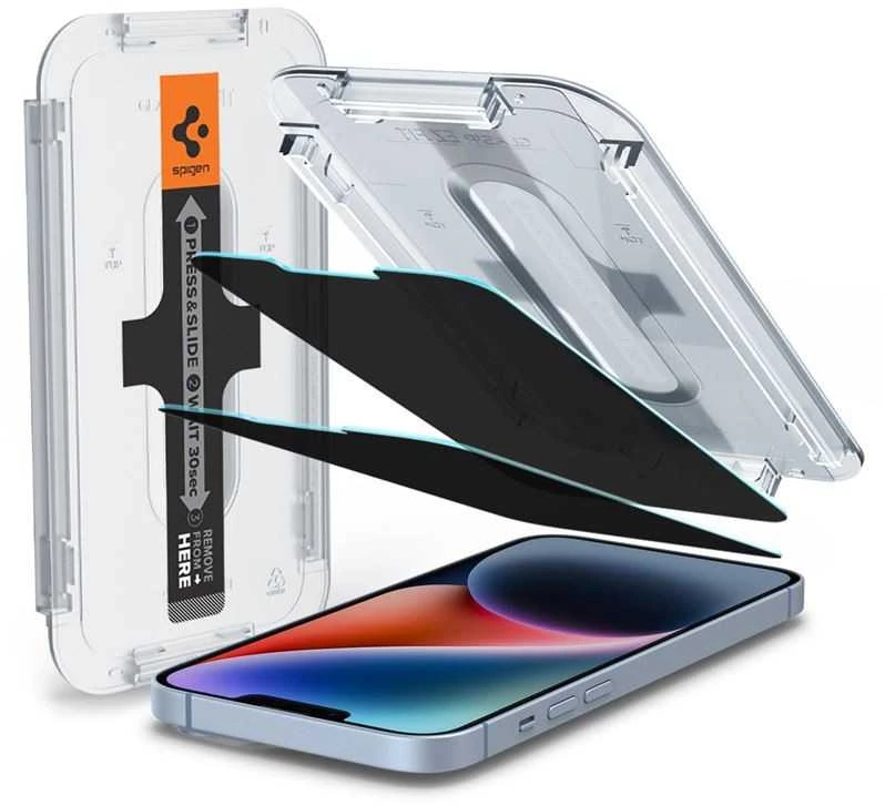 Apsauginis stiklas Spigen GLAS.TR „EZ FIT” 2-pack Apple iPhone 13 / 13 PRO PRIVACY