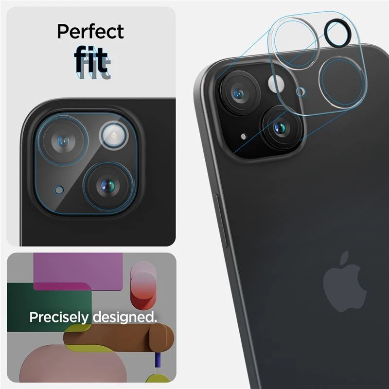 „Spigen Glass tR Optik“ 2 vnt., krištolo skaidrumo – „Apple iPhone 15/15 Plus/14/14 Plus“