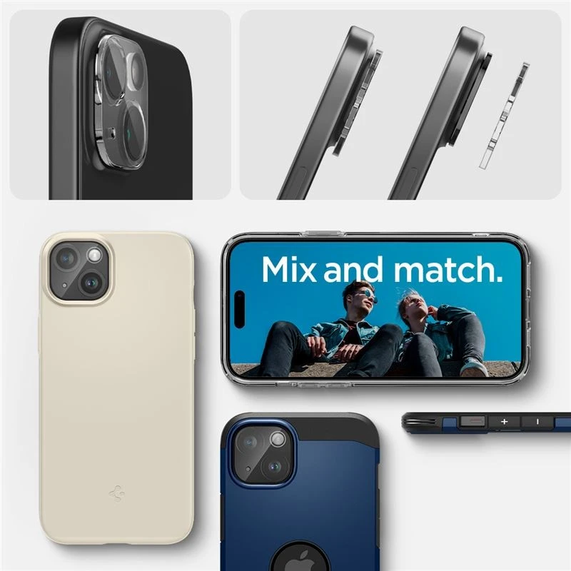 „Spigen Glass tR Optik“ 2 vnt., krištolo skaidrumo – „Apple iPhone 15/15 Plus/14/14 Plus“