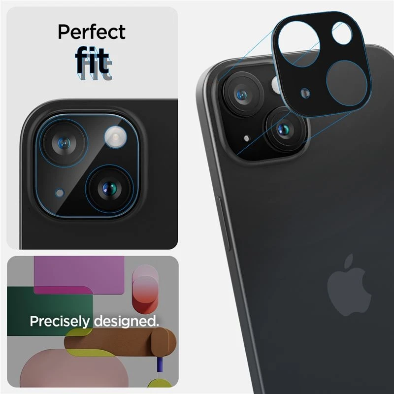 Spigen Glass tR Optik 2 vnt., juodos spalvos - iPhone 15/15 Plus/14/14 Plus