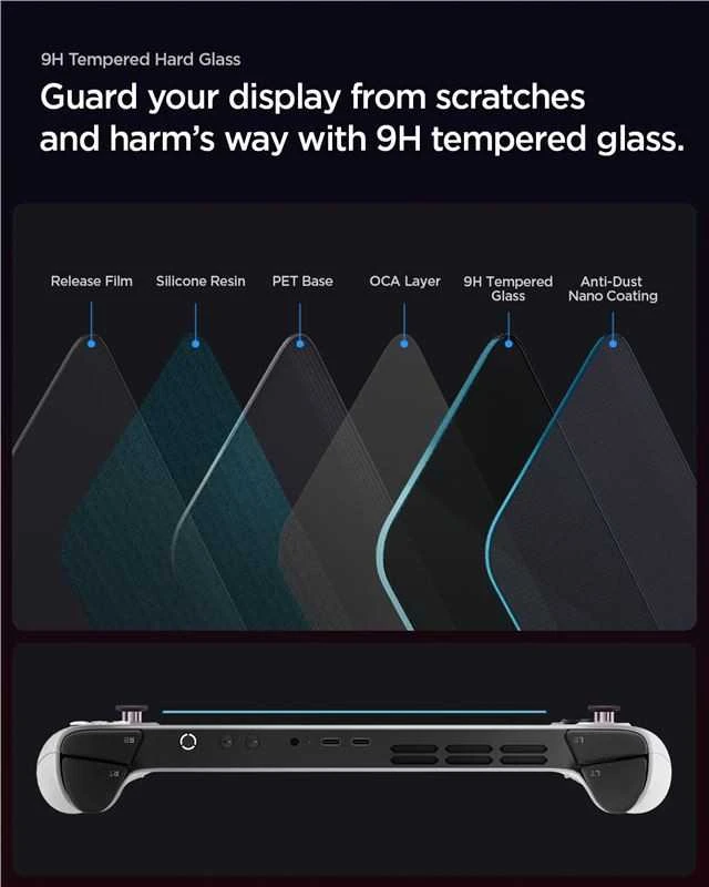 Spigen Glas.tR Slim 2-pack apsauginis stiklas skirtas Lenovo Legion GO S – juodos spalvos