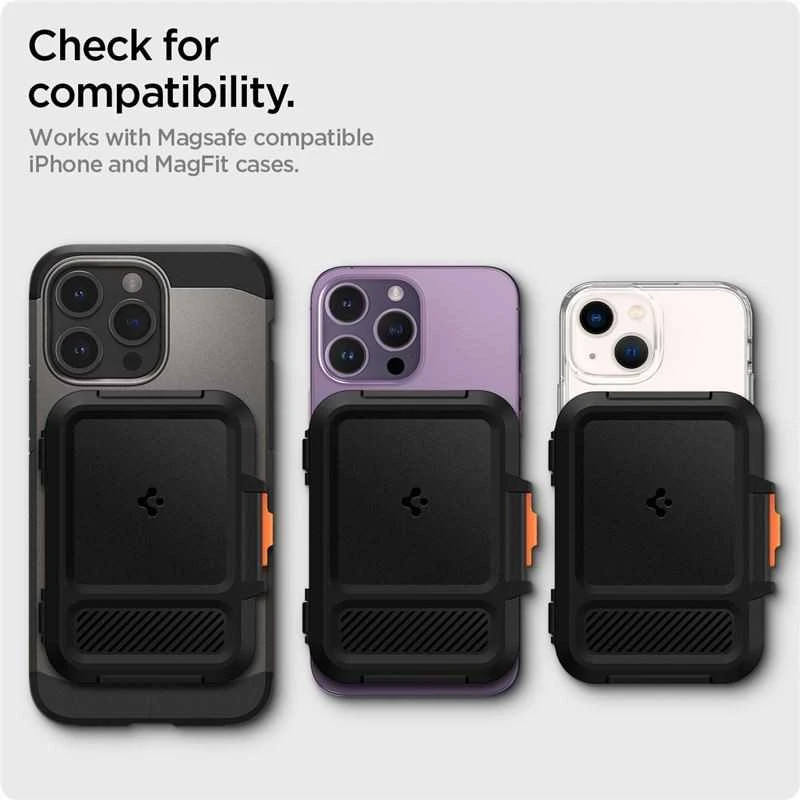 „Spigen iPhone Lock Fit“ piniginė su „MagSafe“ laidu, juoda
