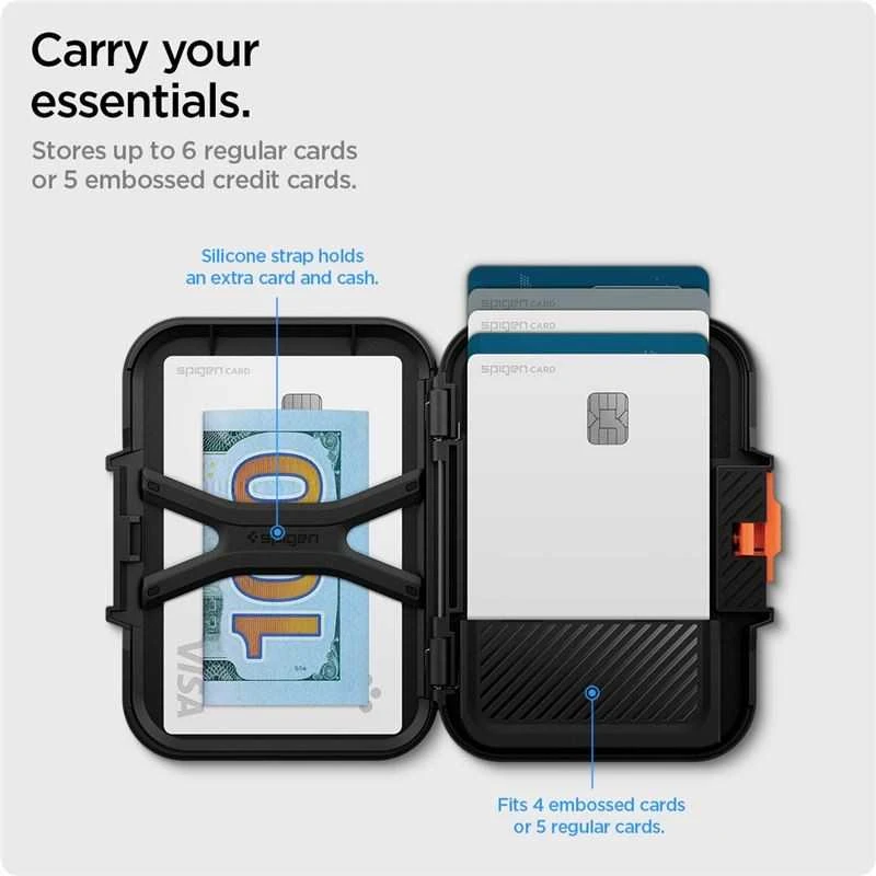 „Spigen iPhone Lock Fit“ piniginė su „MagSafe“ laidu, juoda