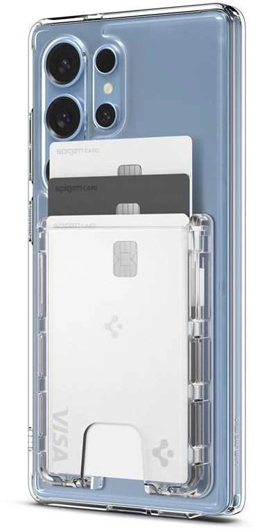 Dėklas Spigen itin hibridinė „MagSafe“ piniginė, krištolo skaidrumo – „Samsung Galaxy S25“ serija