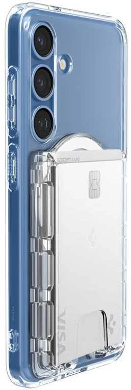 Dėklas Spigen itin hibridinė „MagSafe“ piniginė, krištolo skaidrumo – „Samsung Galaxy S25“ serija