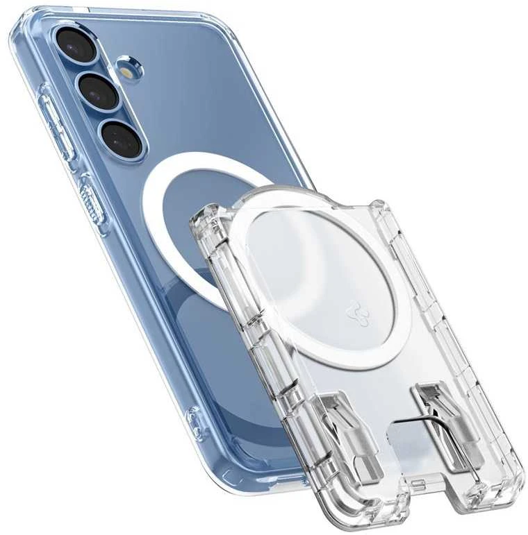 Dėklas Spigen itin hibridinė „MagSafe“ piniginė, krištolo skaidrumo – „Samsung Galaxy S25“ serija