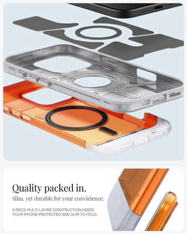Dėklas Spigen Klasikinis C1 MagSafe, mandarinų spalvos - iPhone 16 Pro