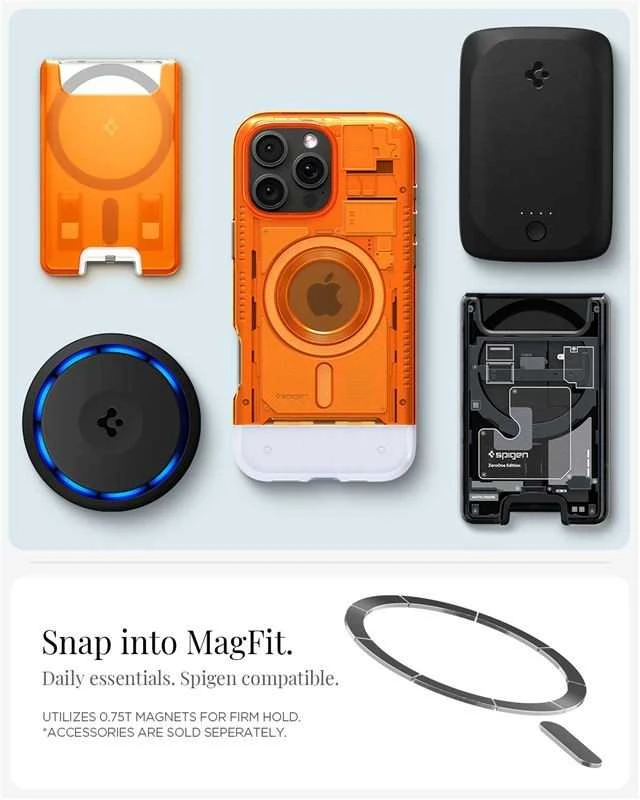 Dėklas Spigen Klasikinis C1 MagSafe, mandarinų spalvos - iPhone 16 Pro
