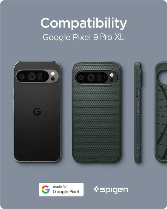Google Pixel 9 Pro XL Spigen Liquid Air Abyss dėklas telefonui žalios spalvos