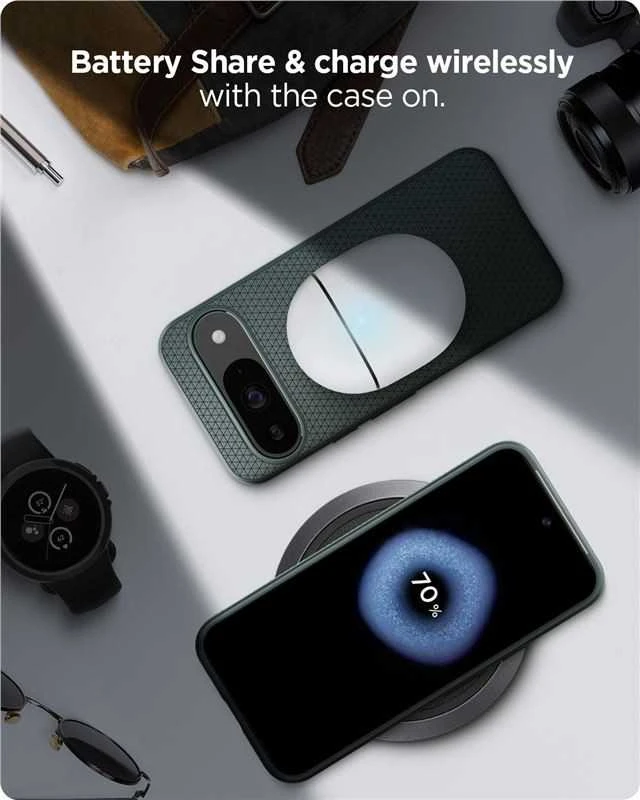 Spigen Liquid Air – dėklas skirtas Google Pixel 9 / 9 Pro Abyss Žalias