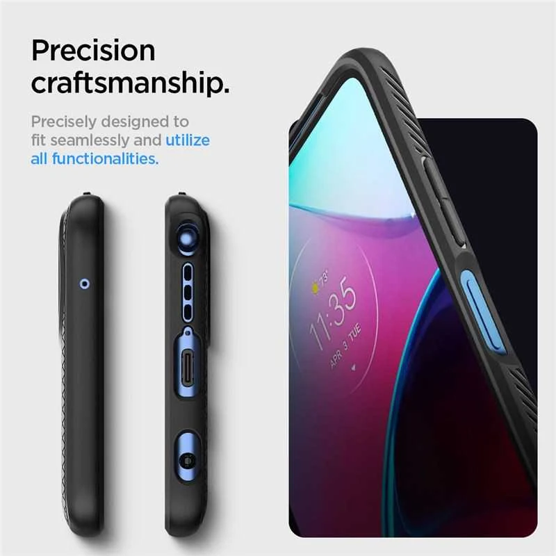 Dėklas Spigen Liquid Air, juodas - Motorola Moto G Stylus 2022