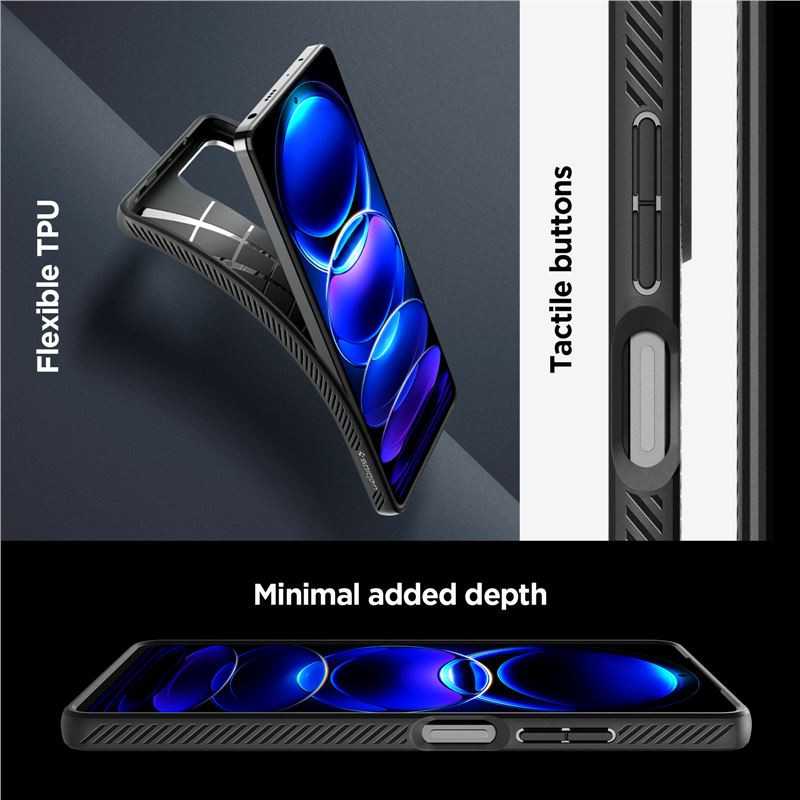 Spigen Liquid Air - dėklas skirtas Xiaomi Redmi Note 12 Pro 5G / POCO X5 Pro 5G Juodas