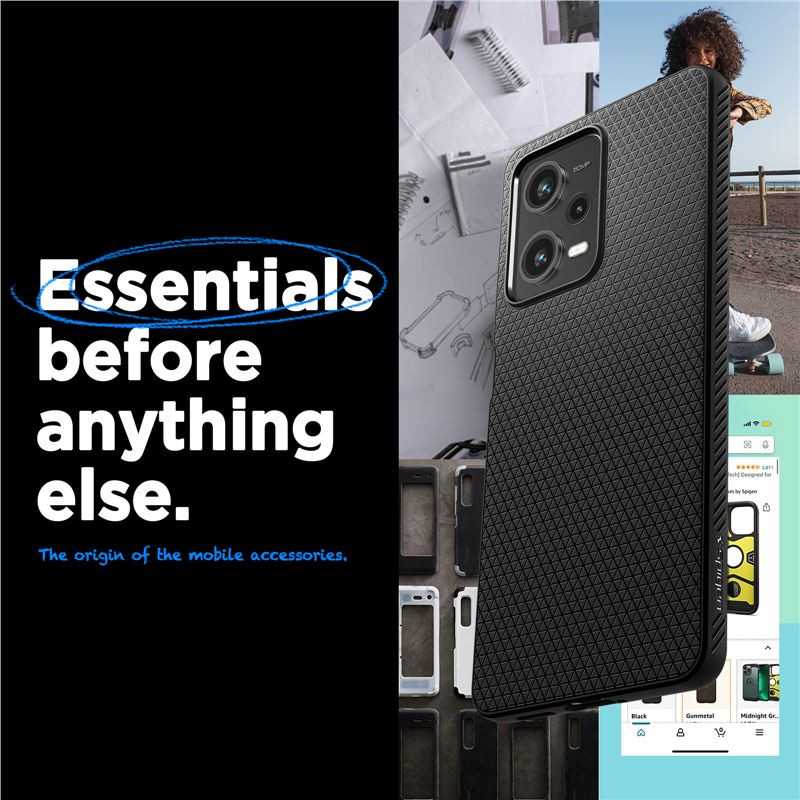 Spigen Liquid Air - dėklas skirtas Xiaomi Redmi Note 12 Pro 5G / POCO X5 Pro 5G Juodas